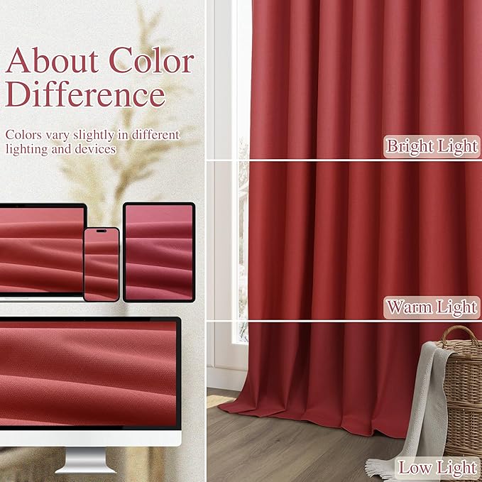 Guken 100% Blackout Linen Curtains 63 Inch Length 2 Panels Set - Image 7
