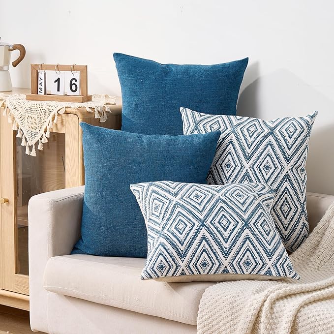 HPUK Decorative Throw Pillow Covers Set of 4 Couch Pillows Linen Cushion Cover - Image 5