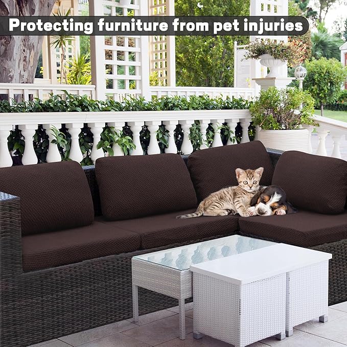 8Pcs Outdoor Cushion Covers, Patio Cushion Covers, Stretch Elastic Slipcovers - Image 3