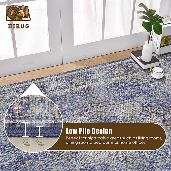 Washable Area Rug 6' x 9' Vintage Traditional Persian Mat - Image 5