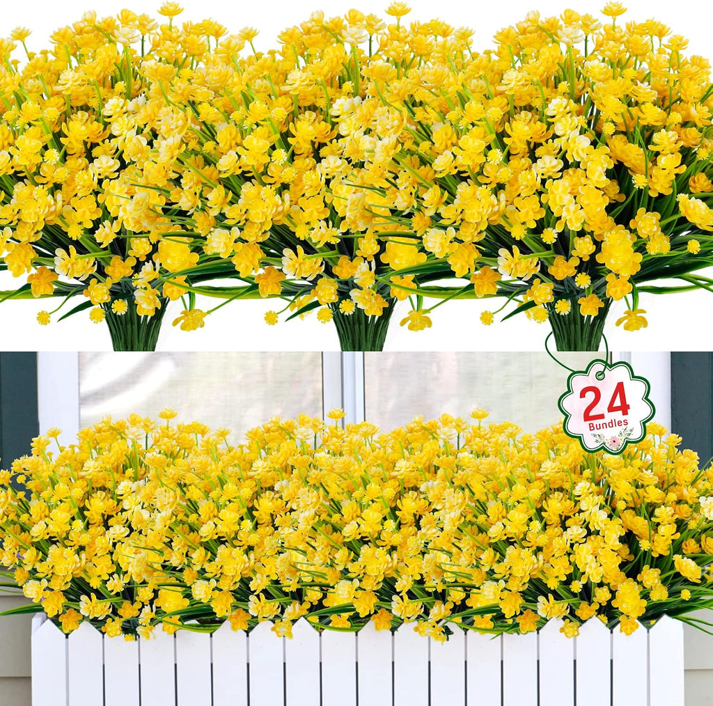 Ouddy Decor 24 Bundles Artificial Flowers for Outdoors Decor, Mixed Color