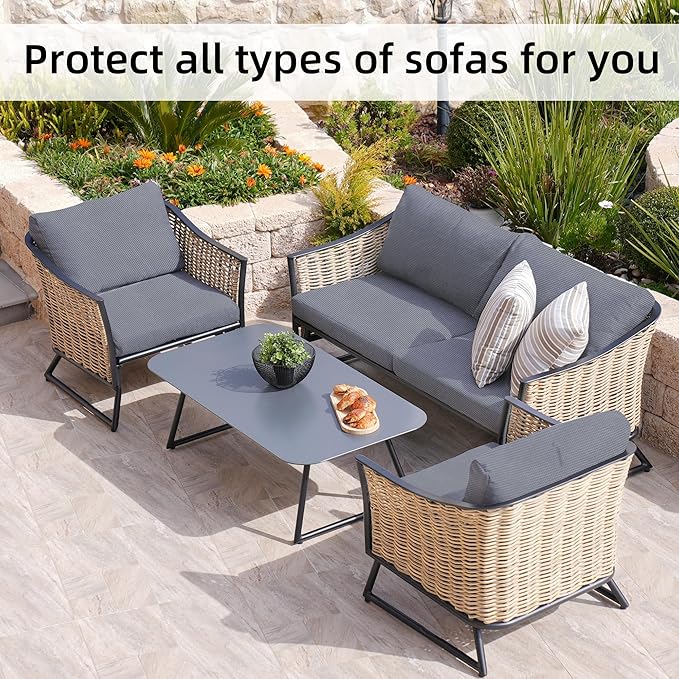 8Pcs Stretch Patio Cushion Covers, Outdoor Couch Covers Replacement, Outdoor - Image 4