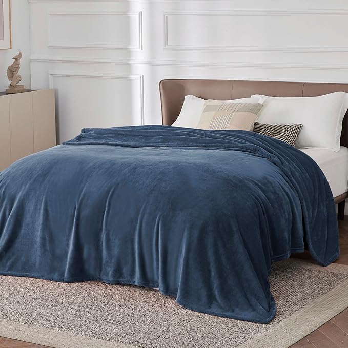 Bedsure GentleSoft Fleece Blanket California King Mineral Blue - Image 2
