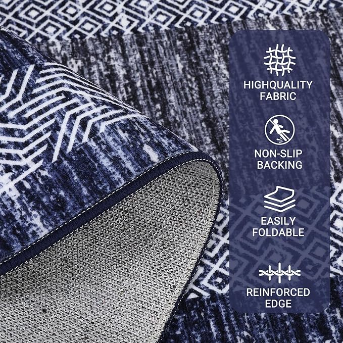 GarveeHome 6x9 Large Washable Area Rug Modern Bordered Rug Distressed Geometric - Image 3