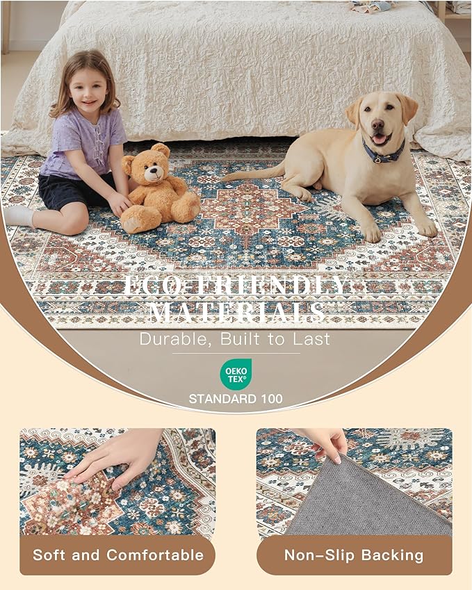 Madane Hallway Runner Rug 2'6''x12' Kitchen Runner, Non Slip Vintage Runners - Image 5