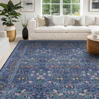 Hazo Haus Boho 8x12 Washable Dark Blue Rug by HazoHaus