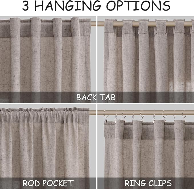 Extra Long Brownish Grey Curtains 2 Panels 102 Inches Long - Image 2