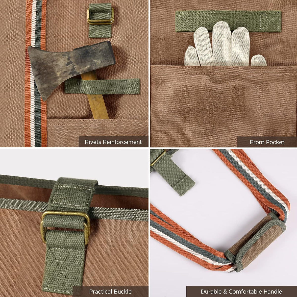 Firewood Carrier Bag Waxed Canvas Waterproof Extra Large Log Carrier Holder Freestanding Tote Bag for Firewood