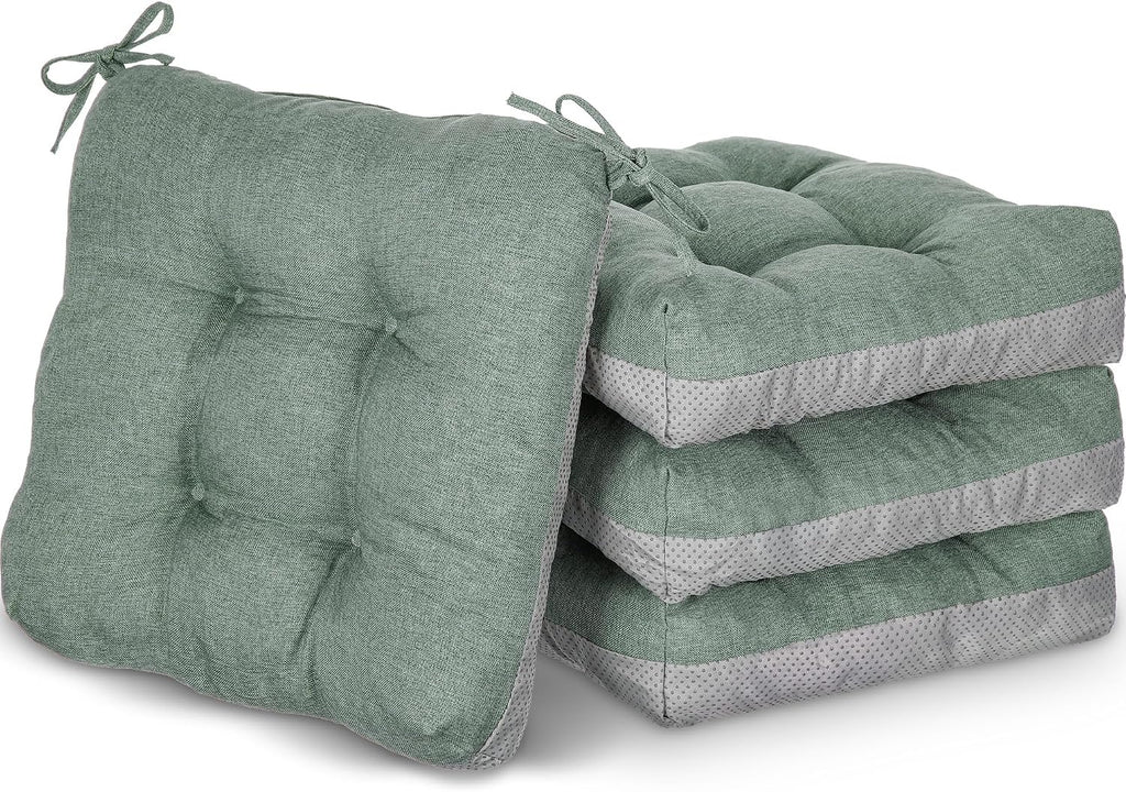 Geetery 4 Pack Chair Cushions, 16" x 15",Basil Green,Solid Color