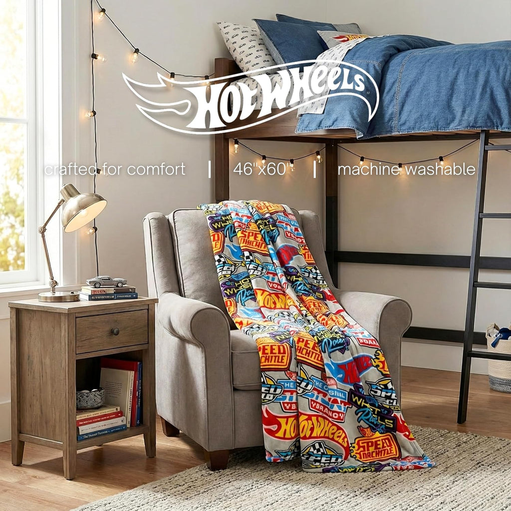 Franco Hot Wheels Kids Bedding Super Soft Plush Throw Blanket, 46 in x 60 in, (Officially Licensed Product)