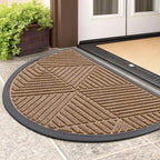 Smiry Half Circle Front Door Mat Outside Entrance, Heavy Duty Sturdy Natural by Smiry