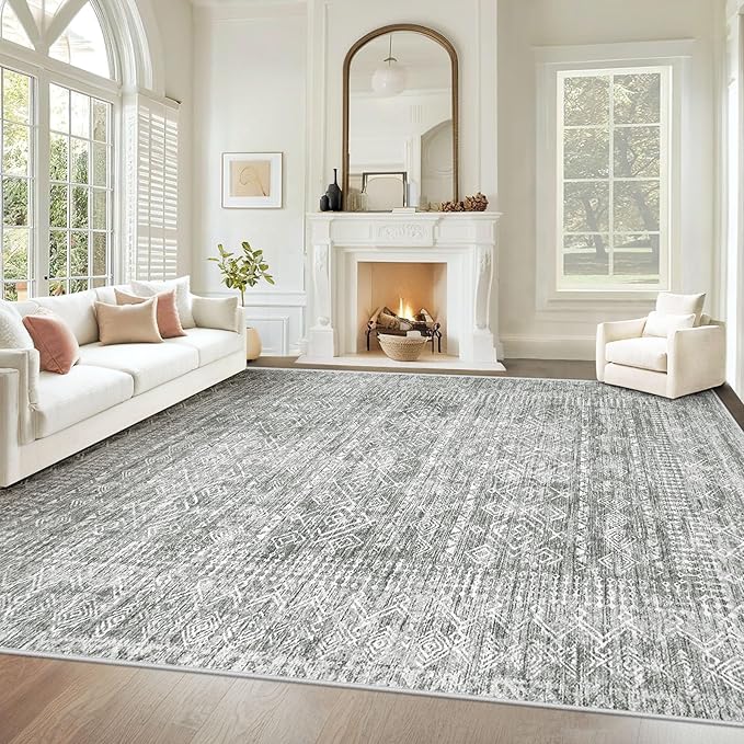 Living Room Rugs 8x10: Washable Moroccan Geometric Boho Rug Farmhouse Non Slip by VECARF