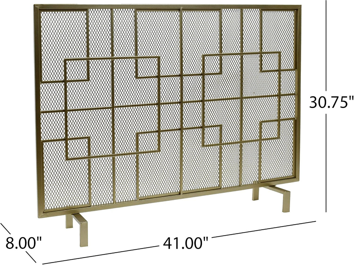 Christopher Knight Home Dorothy Modern Single Panel Iron Firescreen, Gold Finish