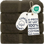 Chakir Turkish Linens 100% Cotton 4-Pack Bath Towels 30x60, Cocoa