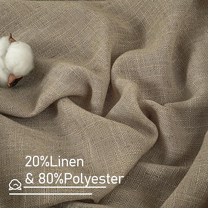 LAMIT Taupe Linen Curtains 30 Inch Length, Semi Sheer Light Filtering Window - Image 2