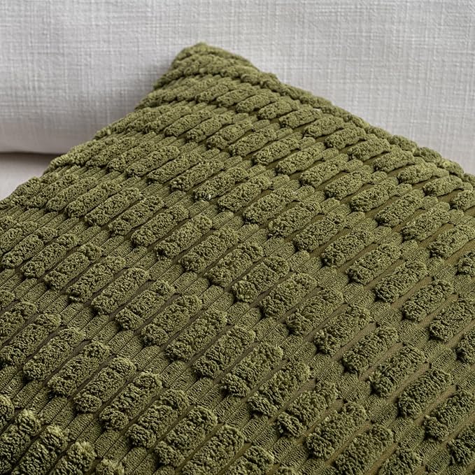 Fancy Homi 4 Packs Boho Moss Green Decorative Throw Pillow Covers 22x22 Inch - Image 4