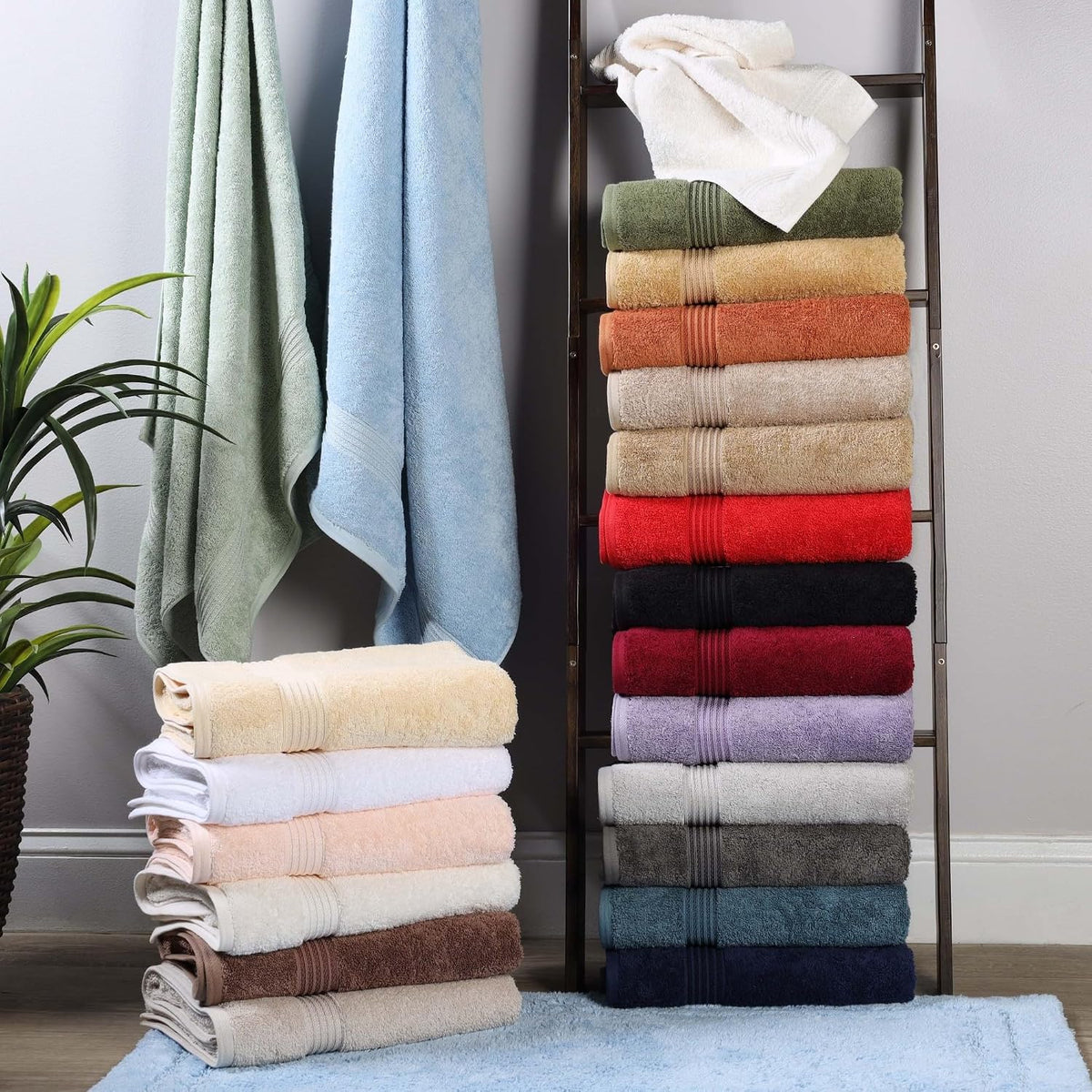 Superior Egyptian Cotton 6-Piece Towel Set, Assorted Towels for Home Bathroom, Master, Guest Bath, Decor Essentials, Includes 2 Bath, 2 Hand, 2 Face Towels/Washcloths, Quick Dry, Absorbent, Charcoal