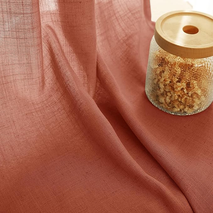 80 inch Linen Terracotta Curtains 2 Panels - Image 3
