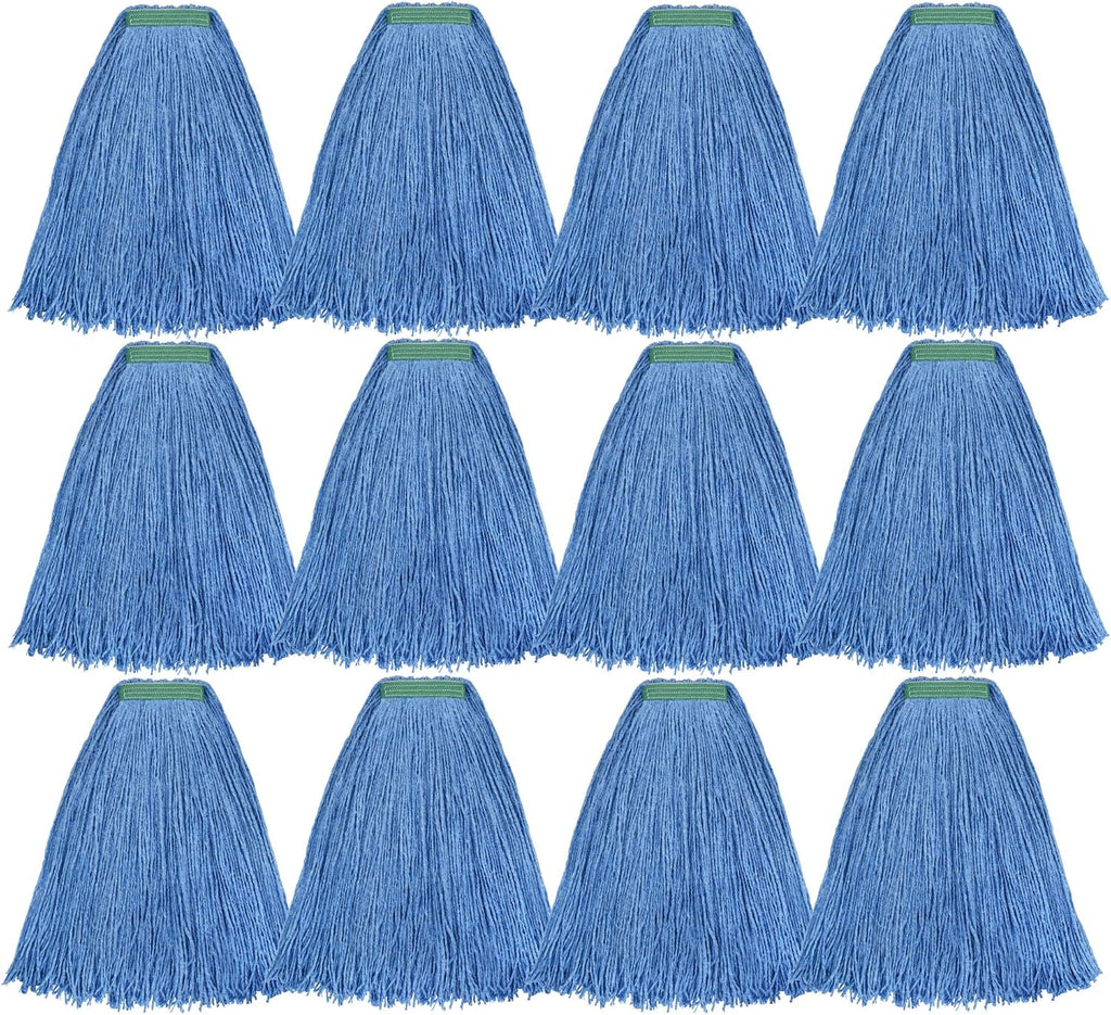 Matthew Cleaning 16oz 3Pack Cotton Floor Mop,Cotton Looped-Open String Heavy Duty String Refills, Universal Headband Blend,Mop Head Replacement for Home, Industrial and Commercial Use(White)