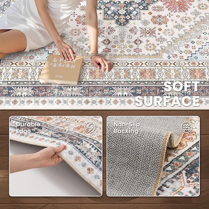 zesthome 8x12 Area Rugs for Living Room, Non-Slip Backing Washable Rugs - Image 6