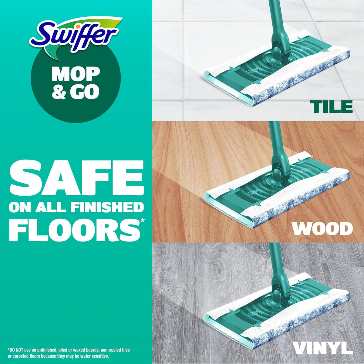 Swiffer Sweeper 2-in-1 Mops for Floor Cleaning, Dry and Wet Multi Surface Floor Cleaner, Sweeping and Mopping Starter Kit, Includes 1 Mop + 19 Refills, 20 Piece Set