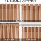 Nanspring Peach Quartz Linen Curtains 120 Inch Length 2 Panel Set Back Tab Loop - Image 2