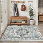 Madane Area Rug 4x6 Washable Rugs: Vintage Living Room Rug Soft Low Pile Non - Image 4
