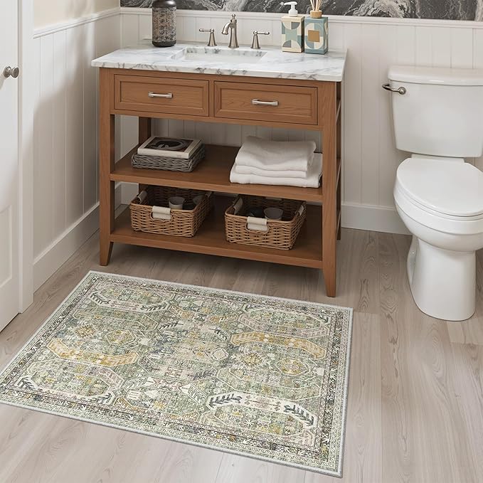 Madane Washable Area Rug 2x3, Small Entryway Rug Non-Slip Vintage Door Mat - Image 5