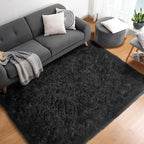 ONASAR Black Rugs for Bedroom, 3x5 Fluffy Bedside Small Area Rug, Soft Plush - Image 4