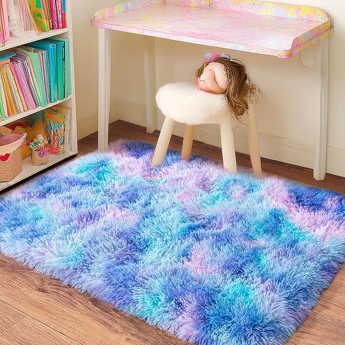 Small Rugs for Bedroom, Fluffy 2x3 Rug Throw Non Slip for Bedside Dorm Kids Room - Image 2