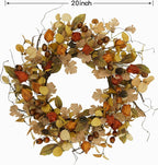 AMF0RESJ Artificial Fall Wreath for Front Door Autumn Wreath for Home Decor