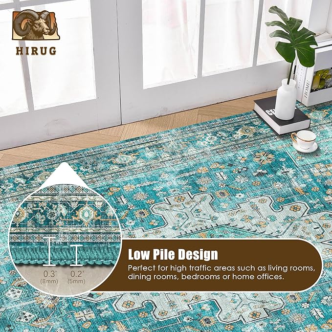 Washable Area Rug 4' x 6' Vintage Traditional Persian Mat - Image 5