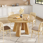 IDEALHOUSE 47" Round Dining Table for 4-6, Farmhouse Wood Kitchen Table