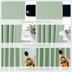 Aqua Green 100% Blackout Linen Curtains 96 Inch Length 2 Panels Set - Image 5