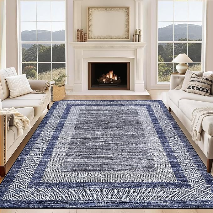 GarveeHome Modern Geometric Area Rug 5x7 Distressed Bordered Rug Washable Non by GarveeHome