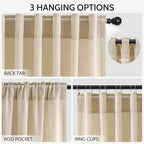 Nanspring Tan Semi Sheer Curtains 72 Inches Long - Image 2