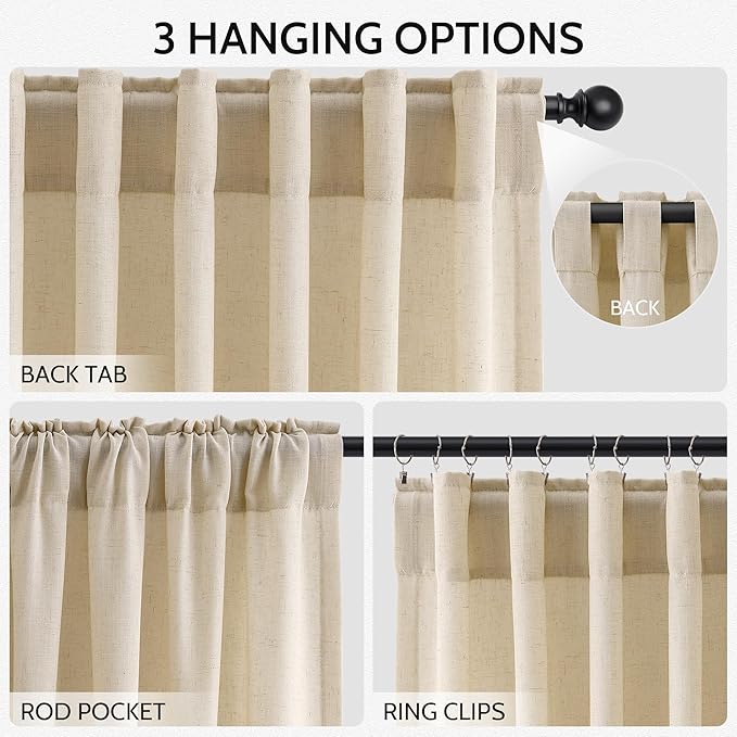 Tan Linen Curtains 96 Inches Long - Image 2