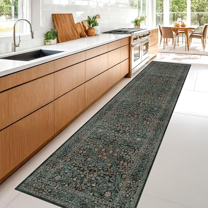 Hazo Haus Washable Dark Green 2x10 Runner Rug - Image 2