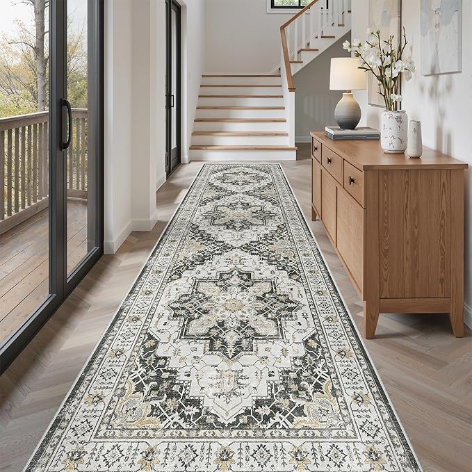 Madane Hallway Rug 3x10, Kitchen Rugs Washable Entryway Rug Vintage Kitchen - Image 4