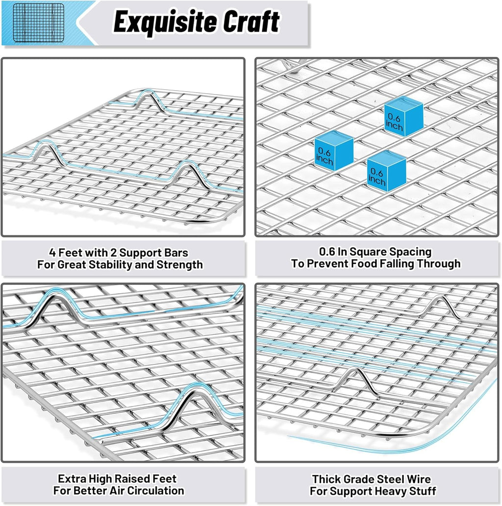 TeamFar Cooling Rack, 9.75”x7.5” Stainless Steel Baking Grid Wire Rack