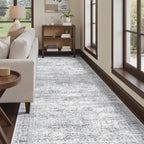 4x10 Runner Rug Non Slip,Washable Hallway Runner Rug,Grey