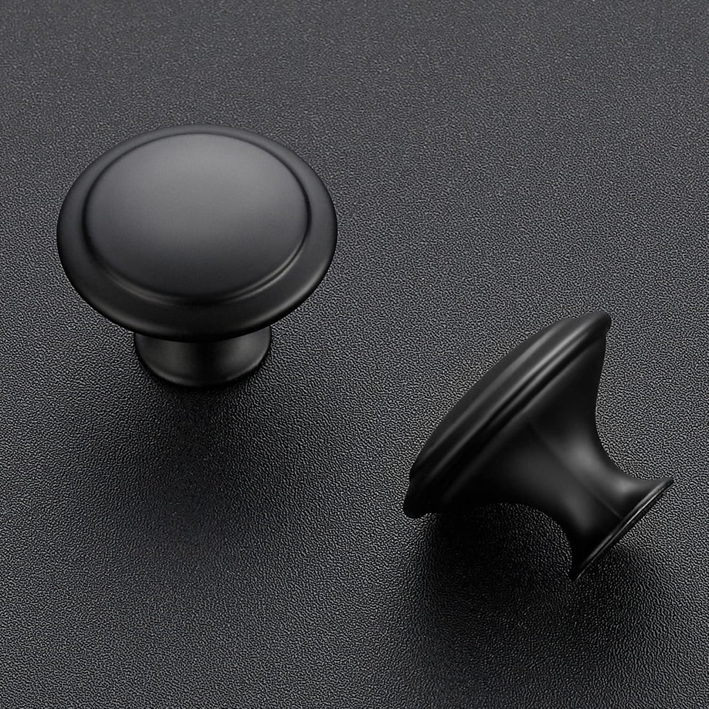 Ravinte Matte Black Cabinet Knobs Kitchen Pulls 1-1/4 Inch 40 Pack