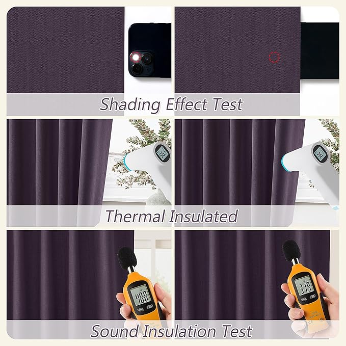 Guken 100% Blackout Curtains 96 Inch Length 2 Panels Set - Image 5