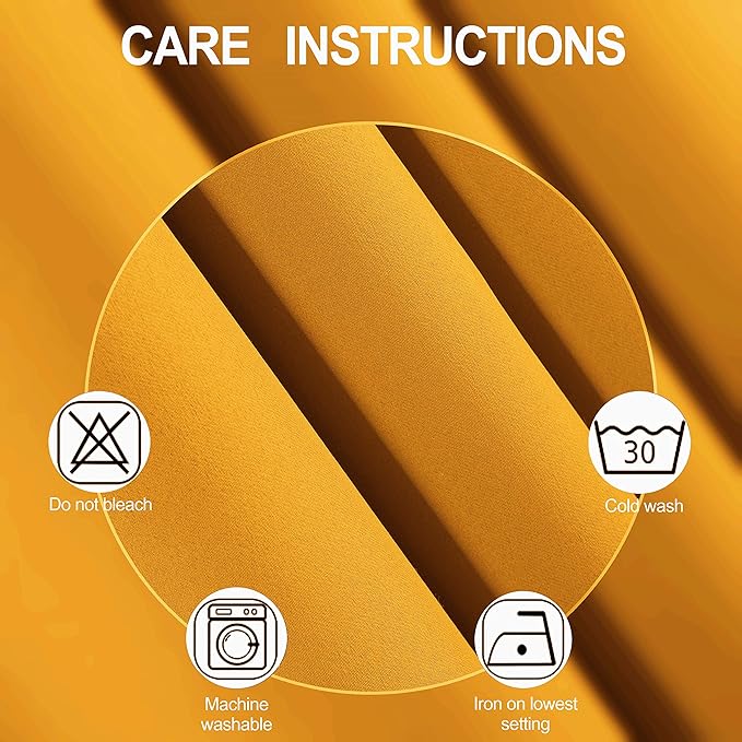 LEMOMO Yellow Blackout Curtains 66 x 63 Inch Length/Set of 2 Curtain - Image 4