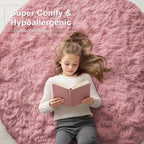 OLANLY Pale Pink Round Rugs for Bedroom - Image 6