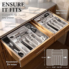 Simple Houseware Expandable Kitchen Drawer Flatware Organizer, Gray/White