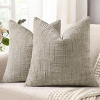 decorUhome Light Brown Chenille Throw Pillow Covers 20x20 Set of 2 Textured by decorUhome