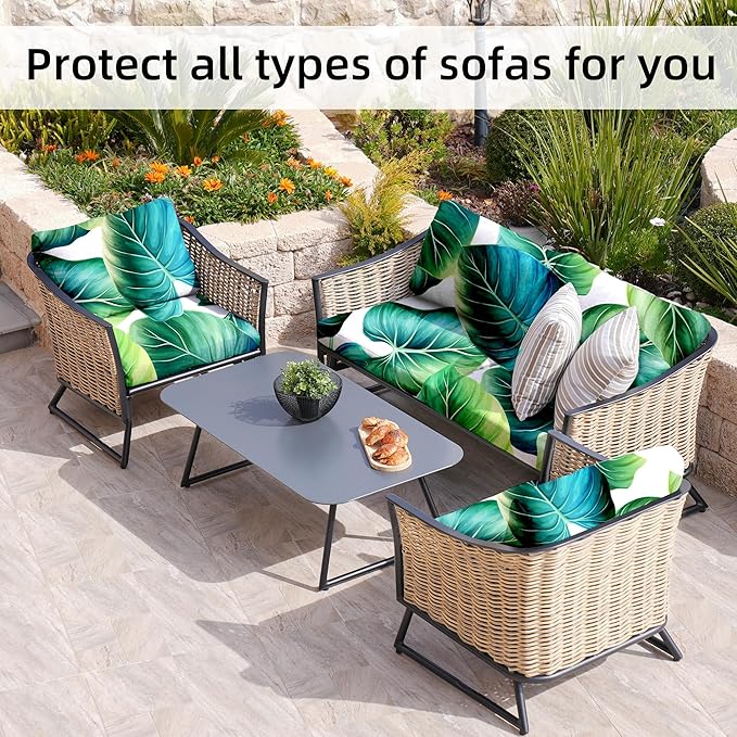 8 Pcs Stretch Patio Cushion Covers, Outdoor Couch Covers Replacement, Outdoor - Image 4