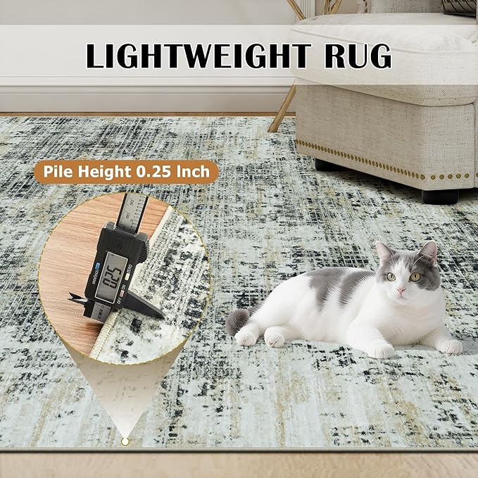 6x9 Area Rugs for Living Room Washable Rug: Anti-Skid Abstract Modern Living - Image 6