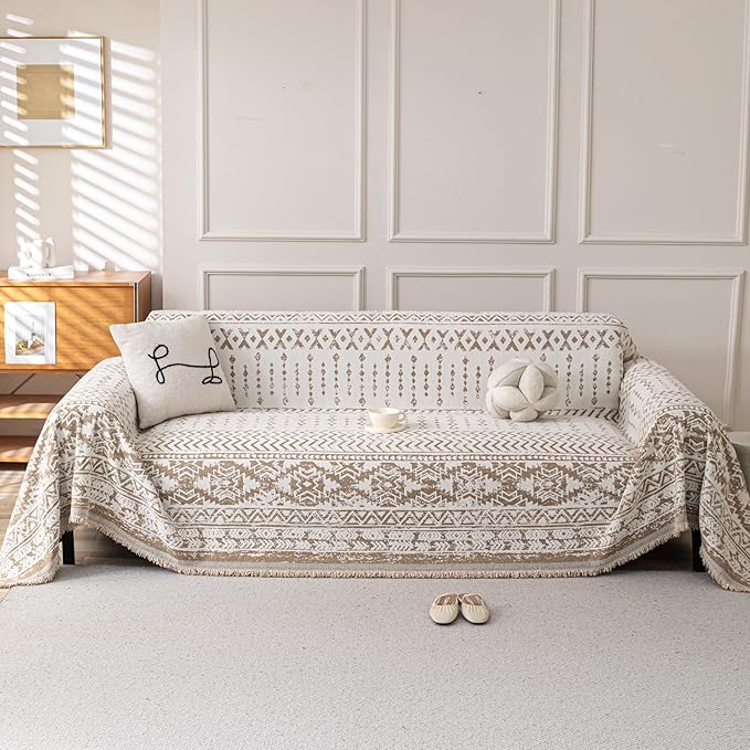 Boho Chenille Couch Cover for Dogs, Non Slip Sofa Cover, Couch Slipcover Covers by KaviKon